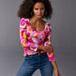 So Effortless Print Scoop Neck Knit Top Sunset Abstract
