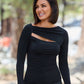 Sleek Ruched Cutout Top Black