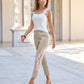Newport Lace Detail Linen Blend Pant Tan