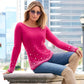 Plush Pearl Embellished Boatneck Sweater Cabaret Pink