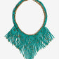 Chain and Beaded Fringe Necklace Turquoise/Gold
