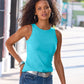 So Sexy High Neck Tank Knit Top Blue Radiance