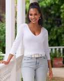 So Modern Three Quarter Sleeve Top White