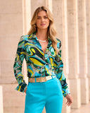 Print Sophia Charmeuse Blouse Abstract Belts
