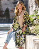 Martini Abstract Border Print Light Weight Kimono Duster Martini Abstract