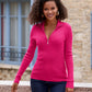 Ribbed Half Zip Up Sweater Pink Peacock
