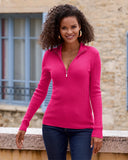 Ribbed Half Zip Up Sweater Pink Peacock
