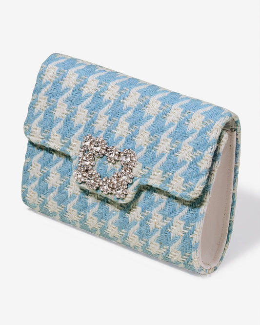 Tweed Clutch Blue White