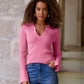 Ribbed Collar Sweater Sachet Pink