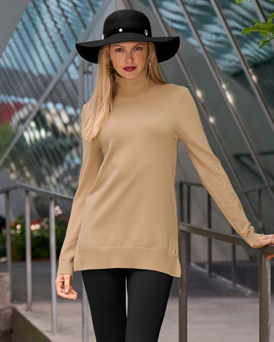 Lightweight Turtleneck Sweater Sesame