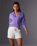 Luxe Lounge Collared Long Sleeve Sweatshirt Bougainvillea