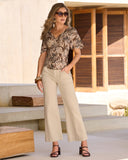 Malibu High Rise Patch Pocket Wide Leg Jean Sandshell
