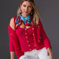 Button Detail Pocket Sweater Cardigan True Red