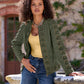 Faux Suede Grommet Lace-Up Jacket Olive