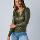 Henley Sequin Long Sleeve Sweater Olive Night