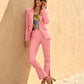 Newport Modern Slim Straight Side Slit Trouser Pant Peony