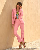 Newport Modern Slim Straight Side Slit Trouser Pant Peony
