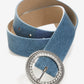 Denim Rhinestone Buckle Belt Blue Denim
