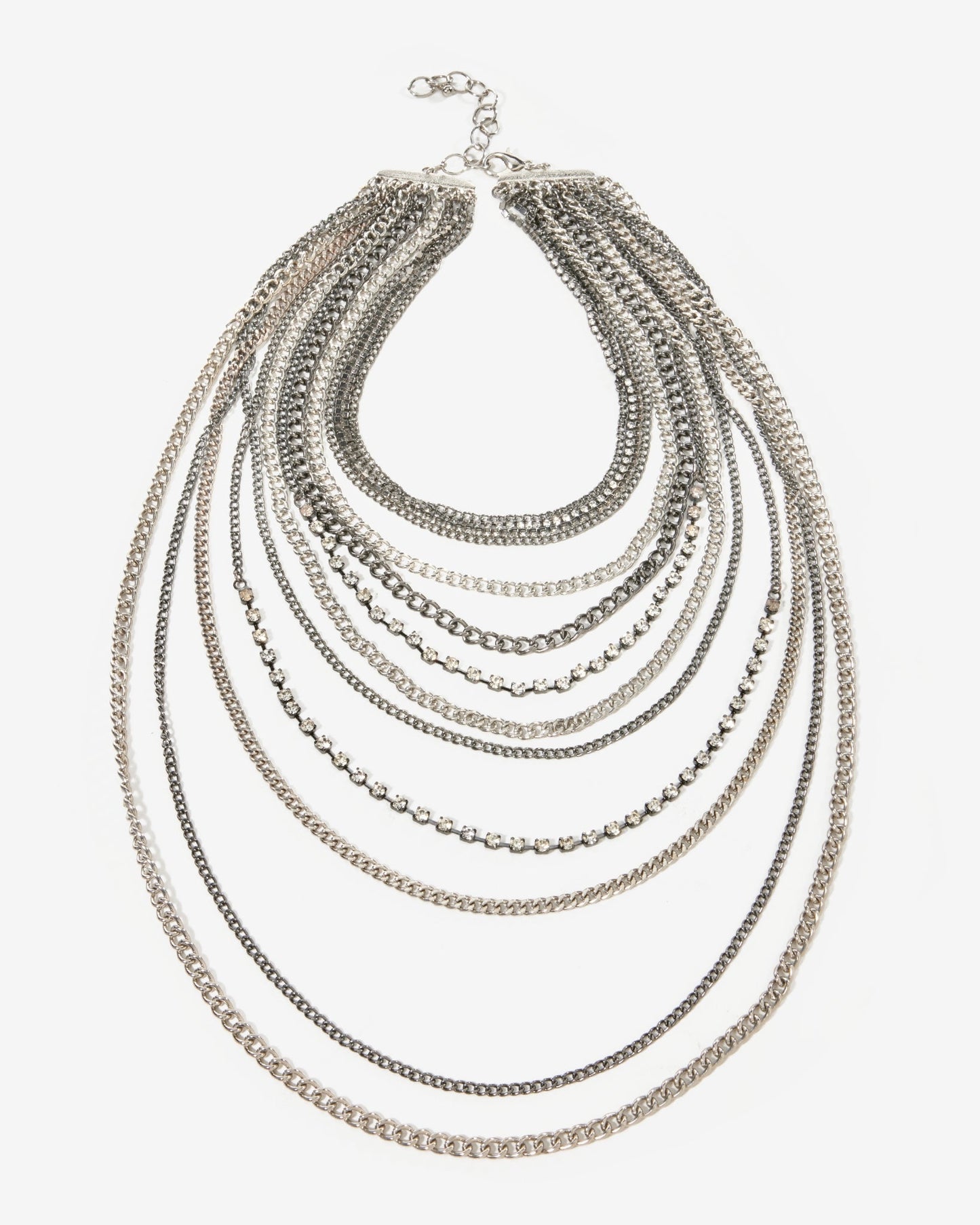 Layered Silver Chain Necklace Antique Silver