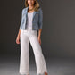 Malibu Floral Eyelet Scallop Pant White