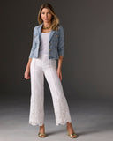Malibu Floral Eyelet Scallop Pant White
