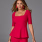 Beyond Travel Square Neck Elbow Sleeve Peplum Top French Kiss