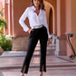 Newport Modern Slim Straight Leg Slit Front Trouser Pant Black