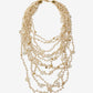 Layered Bead Necklace Off White