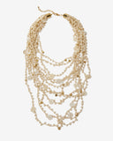 Layered Bead Necklace Off White