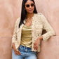 Crochet Three Quarter Sleeve Jacket Natural