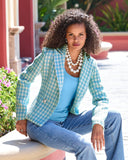 Houndstooth Tweed Blazer Blue/White
