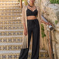 Malibu Wide Leg Drawstring Linen Pant Black