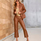 Monterey Faux Leather Croc Crop Pant Cognac