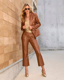 Monterey Faux Leather Croc Crop Pant Cognac