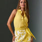 Linen Sleeveless Button-Front Shirt Lemon Drop