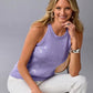 Sequin High Neck Sweater Tank Lavender