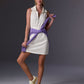 Luxe Lounge Zip Cinched Waist Dress Off White