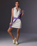 Luxe Lounge Zip Cinched Waist Dress Off White