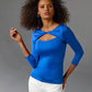 So Modern Cutout Long Sleeve Top Palace Blue