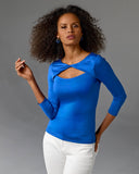 So Modern Cutout Long Sleeve Top Palace Blue