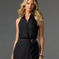 Linen Sleeveless Button-Front Shirt Black