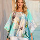 Print Charmeuse Poncho Exploded Hibiscus