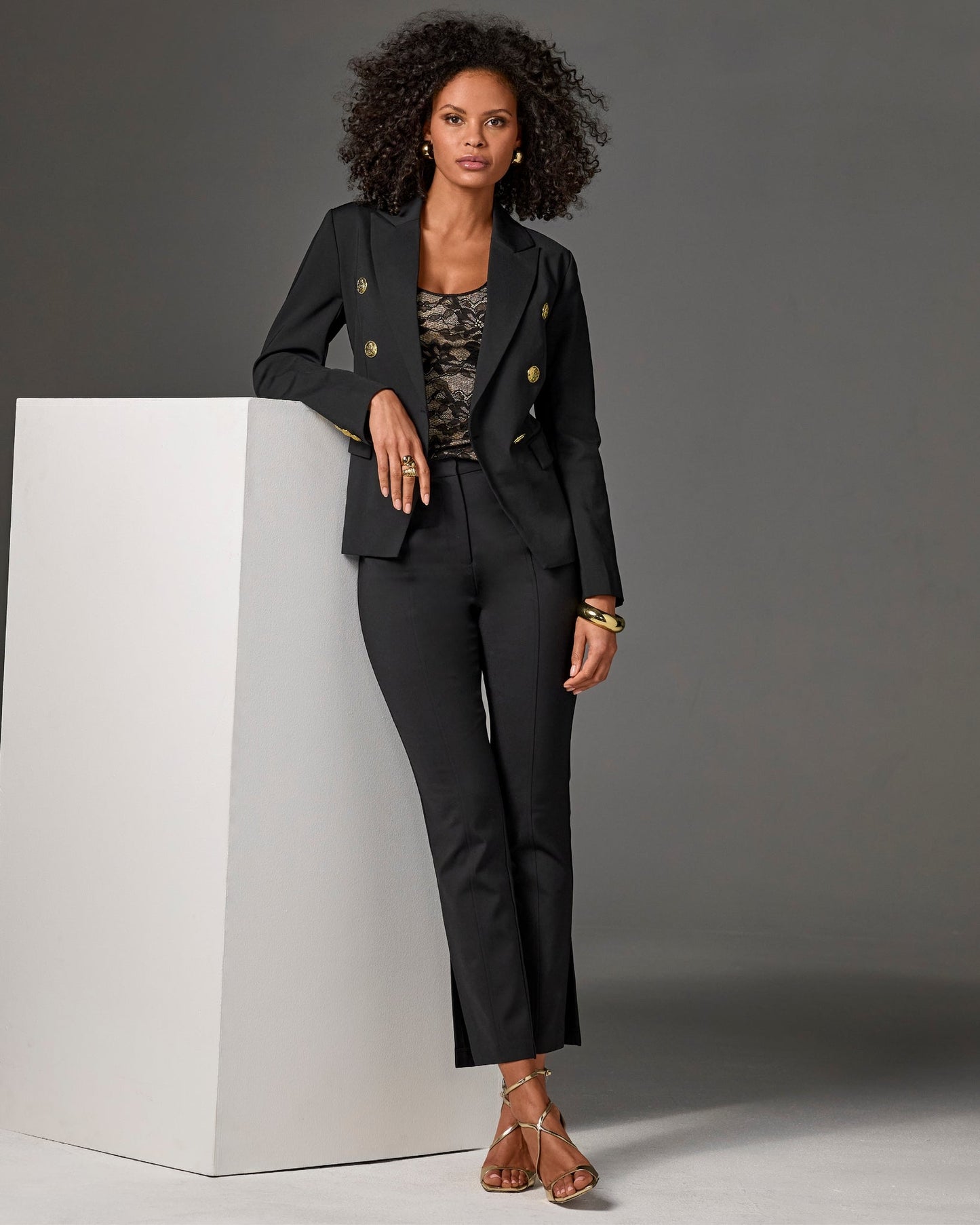 Newport Modern Slim Straight Side Slit Trouser Pant Black