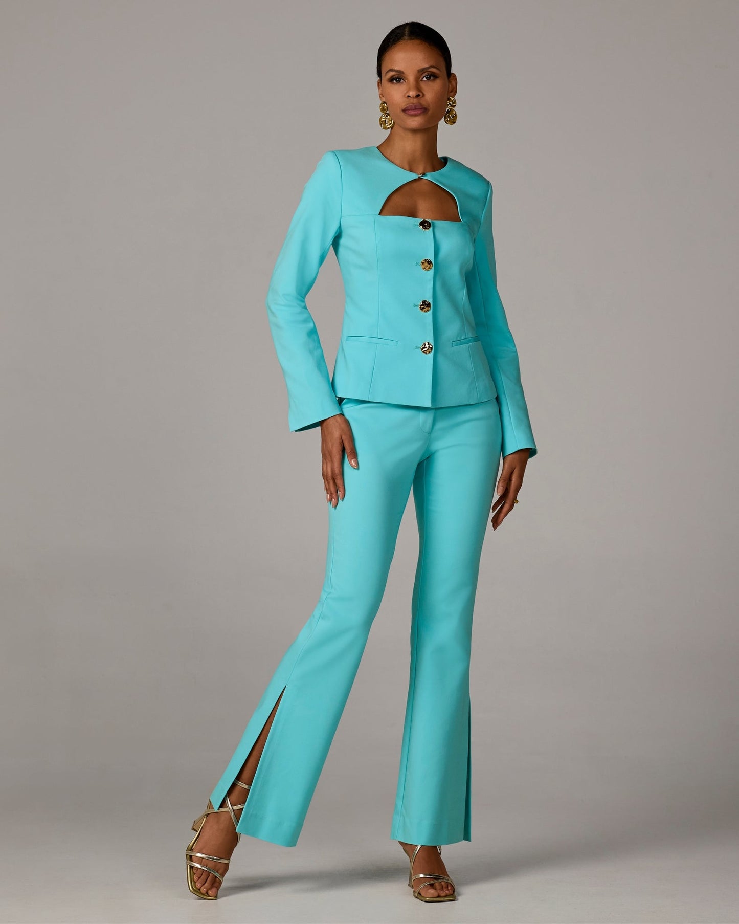 Monterey Modern Bootcut Side-Slit Trouser Pant Blue Radiance