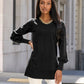 Lightweight Puff Sleeve Tunic Sweater Black