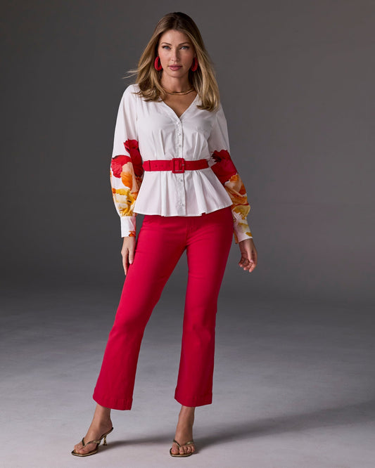 Monterey Kick Flare Ankle Jean True Red