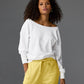 Cotton Comfort Raw Edge Slouchy Sweatshirt White
