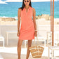 Beach Terry Collared Sequin Trim Dress Shell Pink