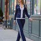 Chic Zippered Sport Coordinate Set Navy/White