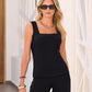 Beyond Travel Square Neck Sleeveless Shell Top Jet Black